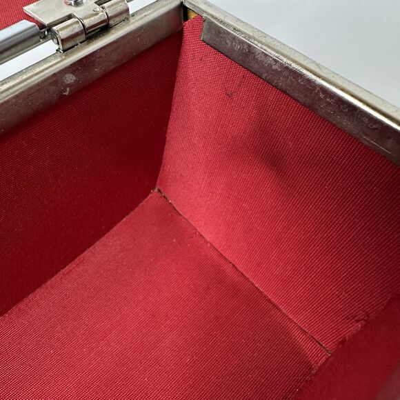 Vintage MCM Box Purse Basket Weave Silver Tone Chrome Metal Handle 50s Handbag - Picture 15 of 16